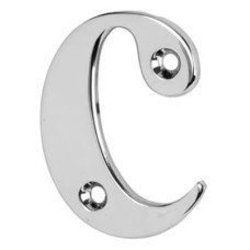 55mm Screw Fix Door Letter - c - Bright Chrome