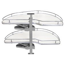 Emuca Supra Lake Corner Pull Out Organiser - Cabinet Width 860mm - Left Hand - White