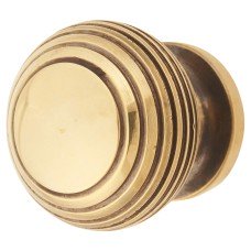 From The Anvil Beehive Round Cabinet Knob - 30mm Diameter - Antique Brass