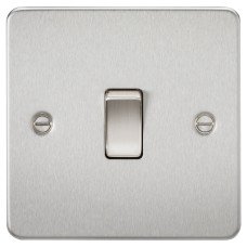 Knightsbridge 20A 1 Gang Flat Plate Double Pole Appliance Switch - Brushed Chrome