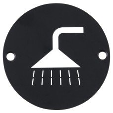 Exel Shower Door Sign - 75mm Diameter - Matt Black Exel Shower Door Sign - 75mm Diameter - Matt Black