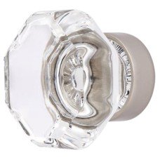 Exel Faceted Floral Glass Cabinet Knob - 35mm Diameter - Satin Nickel