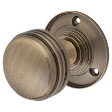 Exel Ringed Mortice Door Knob - 63mm Rose Diameter - Antique Brass Exel Ringed Mortice Door Knob - 63mm Rose Diameter - Antique Brass