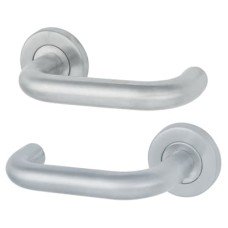 Exel Satin Stainless Steel 19mm Return to Door Handles on Round Rose