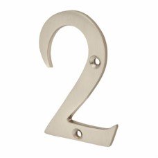 Exel 76mm Screw Fix Door Numeral - 2 - Satin Nickel