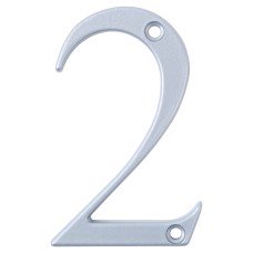 76mm Screw Fix Door Numeral - 2 - Premium Satin Silver