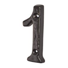 Elan 76mm Screw Fix Door Numeral - 1 - Metalized Antique Black Iron