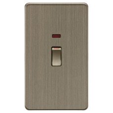 Knightsbridge 45A 2 Gang Screwless Flat Plate Double Pole Cooker Switch with Neon - Antique Brass Knightsbridge 45A 2 Gang Screwless Flat Plate Double Pole Cooker Switch with Neon - Antique Brass