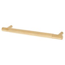 Alexander & Wilks Brunel 12mm Knurled T-Bar Cabinet Pull Handle - 160mm Centres - PVD Satin Brass