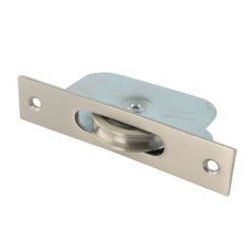 Exel Square Ball Bearing Sash Window Pulley - 44mm Curved Metal Wheel - Satin Nickel
