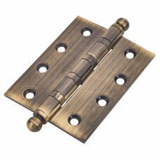 Ball Tip Ball Bearing Butt Door Hinge - 100 x 75 x 3mm - Antique Brass - Pair