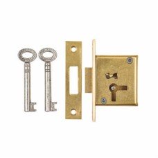 Cabinet Mortice Deadlock - 63 x 32mm - Left Hand - Polished Brass