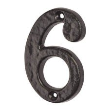 Elan 76mm Screw Fix Door Numeral - 6 / 9 - Metalized Antique Black Iron