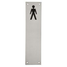 Exel Finger Plate - Mens Toilet Door Sign - 300 x 75mm - Satin Stainless Steel