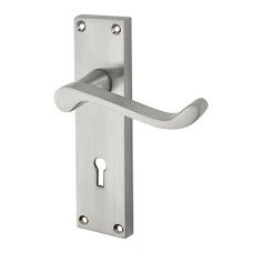 Exel Satin Chrome Budget Scroll Keyhole Lock Door Handle - Mia Range - 153 x 42mm