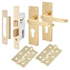 Exel Victorian Euro Lock Door Handle Kit - Polished Brass