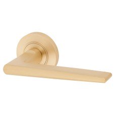 Burlington BUR10 Satin Brass Door Handles on Round Rose - Mayfair Range 