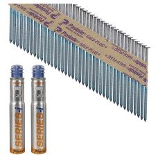 Paslode Round Head Nails & Gas - Plain - 34° Angled - 3.1 x 90mm - Galvanised + - Pack of 2200