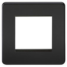 Knightsbridge 1 Gang 2 Module Euro Screwless Faceplate - Matt Black