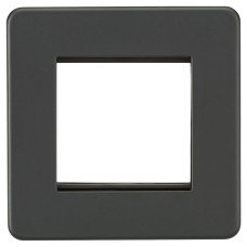 Knightsbridge 1 Gang 2 Module Euro Screwless Faceplate - Anthracite