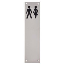 Exel Finger Plate - Unisex Toilet Door Sign - 300 x 75mm - Polished Stainless Steel