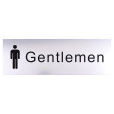 Exel Gentlemens Toilet Door Sign - 300 x 100mm - Brushed Silver Plastic