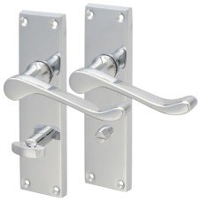 Exel Polished Chrome Victorian Scroll Bathroom Door Handle - 155 x 42mm