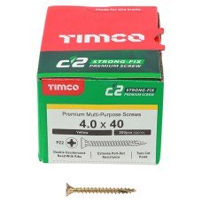 TIMCO C2 Strong-Fix Pozi Double Countersunk Wood Screws - 4.0 x 40mm - Yellow Zinc - Pack of 200