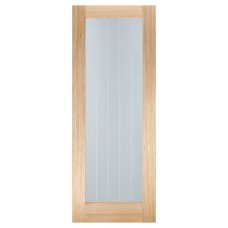 LPD Mexicano Pattern 10 Clear Glazed & Frosted Lines Unfinished Internal Door - 1981 x 686mm - Oak