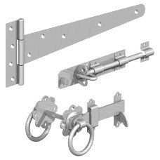 GateMate Medium Duty Side Gate Kit with Ring Gate Latch - 400mm - Galvanised