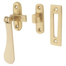 Exel Budget Victorian Mortice & Hook Plate Window Fastener - Reversible - Polished Brass