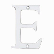 76mm Screw Fix Door Letter - E - White