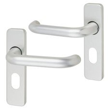 Exel Satin Aluminium 20mm Return to Door Oval Lock Door Handle - 155 x 40mm