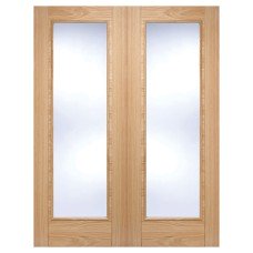 LPD Vancouver Clear Glazed Pre-Finished Internal French Doors - 1981 x 1219 x 40mm - Oak 