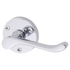 Exel Polished Chrome Scroll Door Handles on Round Rose Exel Polished Chrome Scroll Door Handles on Round Rose