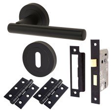 Exel Ella 3 Lever Sashlock Door Handle on Rose Kit - Matt Black