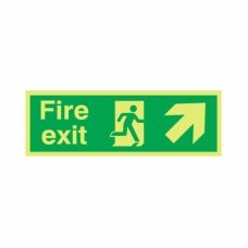 Exel Photoluminescent Fire Exit Up Right Arrow Sign - 150 x 450mm - Rigid Plastic