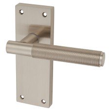 Exel Satin Nickel Reeded Latch Door Handle - Lily Range - 155 x 55mm