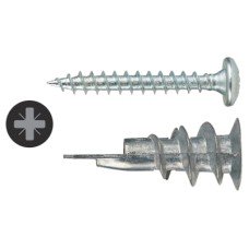 Rawlplug Metal Self-Drill Fixing Plasterboard Plug - 13 x 31mm - Jar of 400 Plugs and 400 Screws
