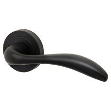 Exel Matt Black Door Handles on Round Rose - Sussex Range 