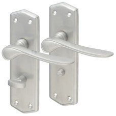 Exel Satin Chrome Bathroom Door Handle - Rome Range - 170 x 50mm Exel Satin Chrome Bathroom Door Handle - Rome Range - 170 x 50mm