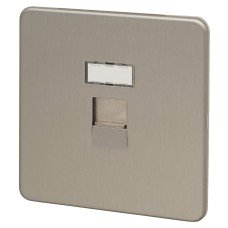 Knightsbridge 1 Gang Screwless Flat Plate RJ45 Data Socket - Brushed Chrome