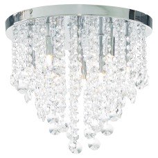 Forum Spa Celeste 9 Light Flush Ceiling Light - Polished Chrome Fittings & Crystal Droplets