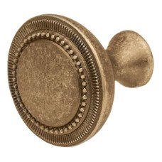 Olde Forge Averill Round Cabinet Knob - 30mm Diameter - Antique Brass