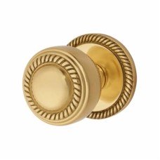 Exel Georgian Rope Edge Centre Door Knob - 75mm Rose Diameter - Polished Brass