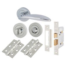 Exel Morgan Bathroom Lock Door Handle on Rose Kit - Polished Chrome
