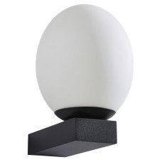 Forum Spa Aglos 3W LED Bathroom Wall Light - IP44 - 4000K - Textured Black & Opal Glass Shade