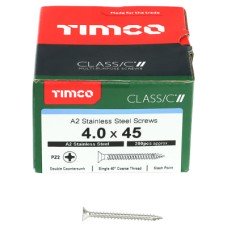 TIMCO Classic Pozi Countersunk Wood Screws - 4.0 x 45mm - A2 Stainless Steel - Pack of 200