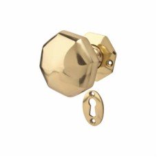Exel Old English Heavy Pattern Hex Mortice Door Knob - 58mm Rose Diameter - Polished Brass