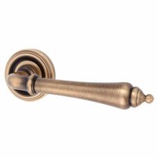 Jedo Antique Brass Door Handles on Round Rose - Parisian Camille Range 